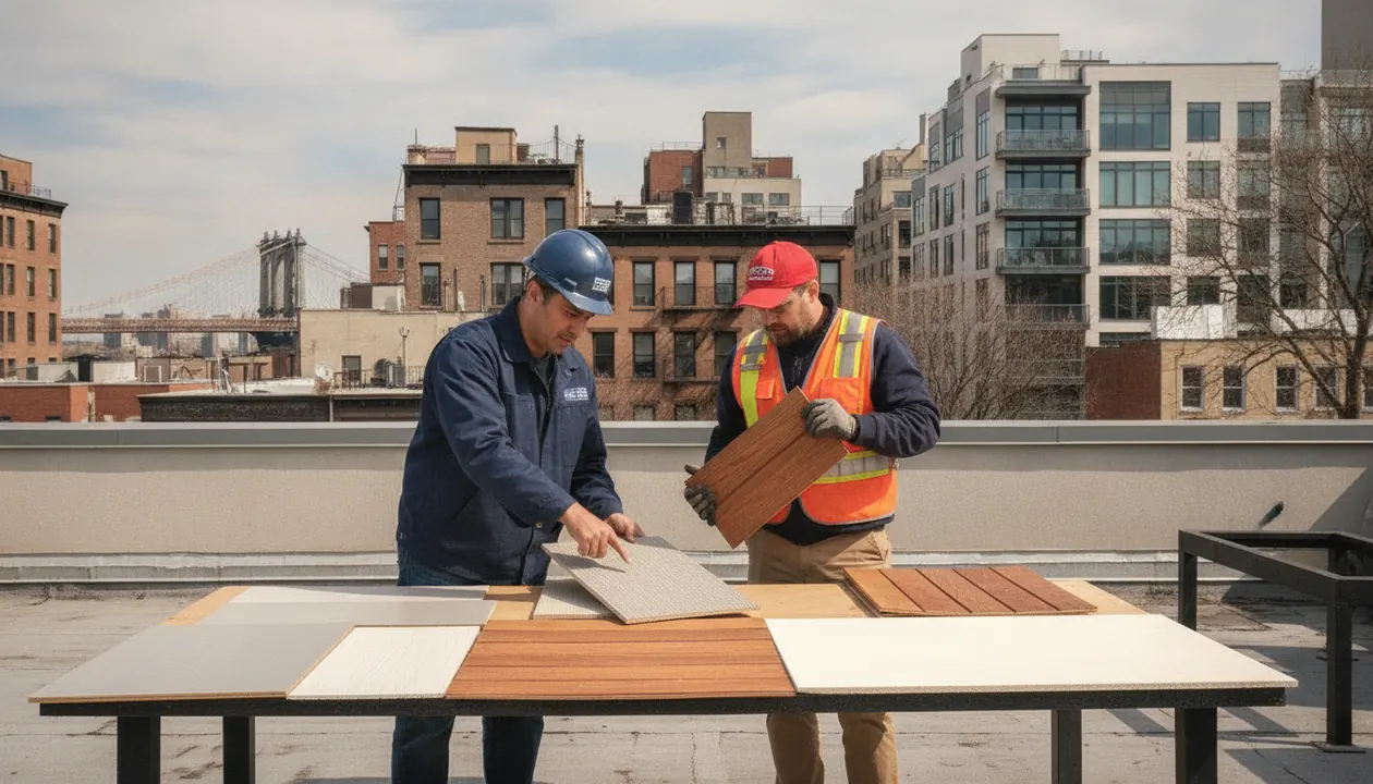 Comparison of different siding materials, including vinyl, wood, and fiber cement samples on a table