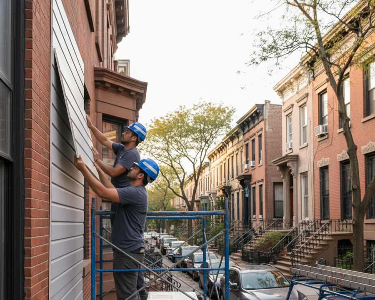 Skilled technician installing new siding panels on a residential building