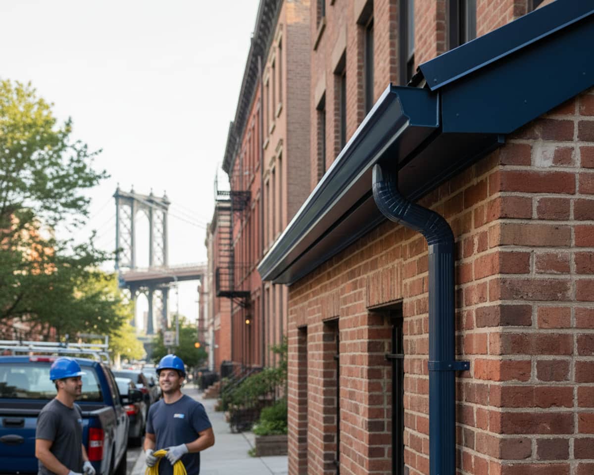 Close-up of a sturdy, clean gutter system securely attached to a home in Williamsburg