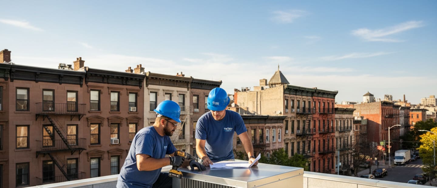 Modern loft ventilation system installed by TipTop Roofing in a Bedford-Stuyvesant home