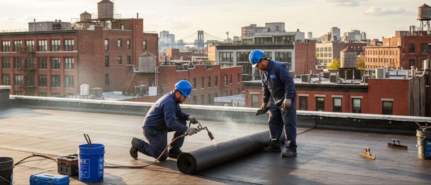 Panoramic view of Williamsburg rooftops, highlighting our service area for roof replacement.